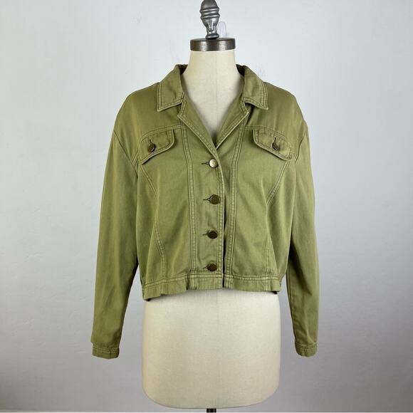 One Teaspoon Army Green Crop Rock n Roll Jacket - Picture 1 of 6